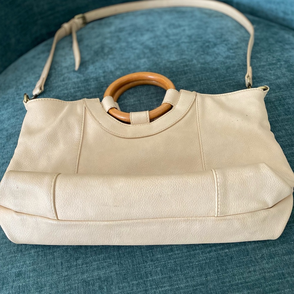 Cream colored purse from Anthropologie